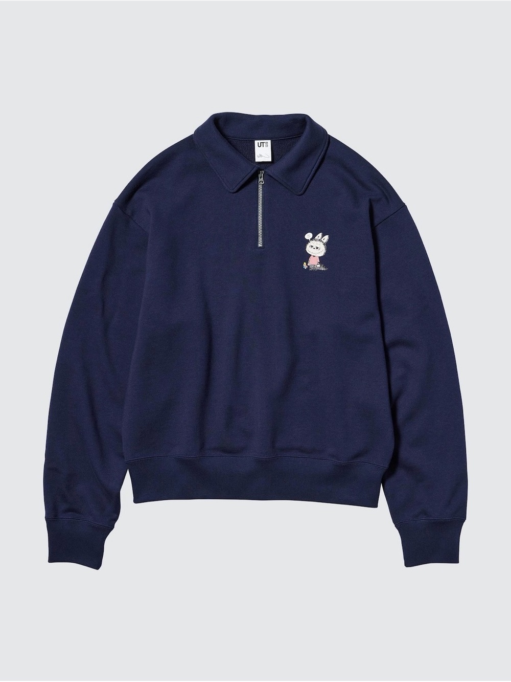 Uniqlo POP MART Labubu Half Zip Sweatshirt size L Navy